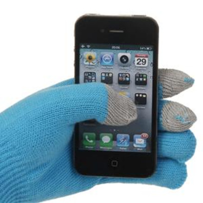 Tiger Plush Touch Gloves for iPad, iPhone 4S (Blue)