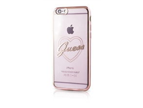 TPU caso transparente coração rosa ouro Apple iPhone 6 / 6S Convidado