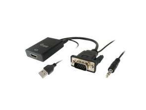 Adaptador VGA Macho a HDMI Hembra com Audio Jack 3.5" - Marca EQUIP