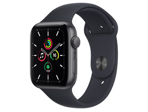 Apple Watch SE 2021 GPS 44 mm Caja Aluminio Plata Correa Deportiva Negro Medianoche