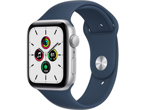 Apple Watch SE 2021 GPS 44 mm Caja de Aluminio en Plata / Correa Deportiva Azul Abismo