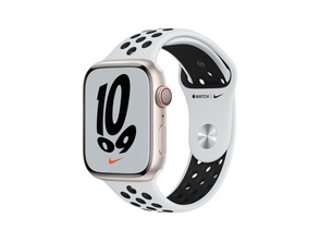 Apple Watch Series 7 Nike GPS/Cellular 41 mm Caja de Aluminio en Plata / Correa Deportiva Nike Plati