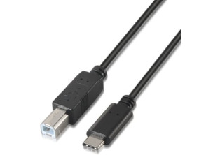 Cabo USB 2.0 Impressora Aisens A107-0054/ USB Tipo-C Macho - USB Tipo-B Macho/ 480Mbps/ 2m - Preto