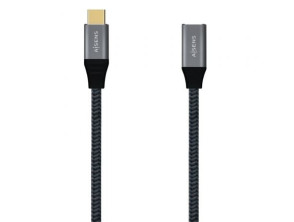 Cabo Alargador USB 3.2 Tipo-C Aisens A107-0635 20GBPS 5A 100W/ USB Tipo-C Macho - USB Tipo-C Hembra/ Até 100W/ 2500Mbps/ 1m - Gris