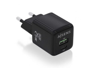 Comprar Carregador de Pared GaN Aisens ASCH-25W2P015-BK Tipo-C USB para Smartphones Carregador de Pared GaN Aisens ASCH-25W2P015-BK Tipo-C USB para Smartphones
