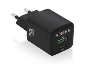 Comprar Carregador de Pared GaN Aisens ASCH-30W2P038-BK com 1xUSB Tipo-C e 1xUSB Carregador de Pared GaN Aisens ASCH-30W2P038-BK com 1xUSB Tipo-C e 1xUSB