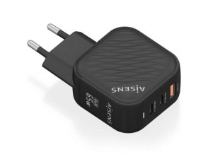 Comprar Carregador de Pared GaN Aisens ASCH-65W3P027-BK com 2xUSB Tipo-C e 1xUSB Carregador de Pared GaN Aisens ASCH-65W3P027-BK com 2xUSB Tipo-C e 1xUSB