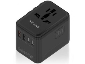 Comprar Carregador de Parede Universal GaN Aisens para Viagem - Toma de Corrente e Portos USB Tipo-C Carregador de Parede Universal GaN Aisens para Viagem - Toma de Corrente e Portos USB Tipo-C