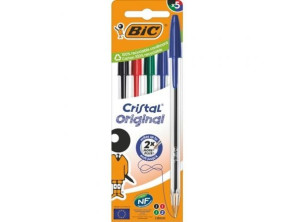 Comprar Bolígrafos de Tinta de Óleo Bic Cristal Original - Pacote de 5 Unidades Bolígrafos de Tinta de Óleo Bic Cristal Original - Pacote de 5 Unidades