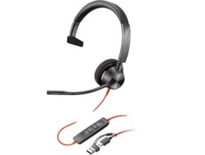 Auricular Poly Blackwire 3310 com Adaptador USB-C/A para Microsoft Teams - Micrófono USB Tipo-C
