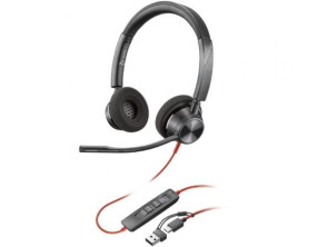 Auriculares Poly Blackwire 3320 USB-C para Microsoft Teams + Adaptador USB-C/A com Micrófono Tipo-C