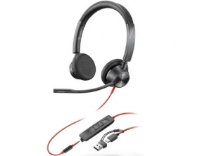 Auriculares Poly Blackwire 3225 para Microsoft Teams + 3.5 mm + Adaptador USB-C/A/ com Micrófono/ Jack 3.5 - USB Tipo-C