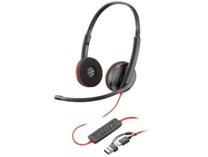 Auriculares Poly Blackwire 3220 com Adaptador USB-C/A e Micrófono - Bulk