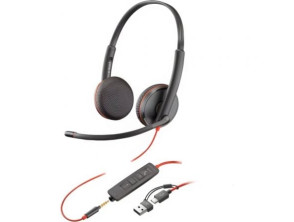 Auriculares Poly Blackwire 3225 com Micrófono e Adaptador USB-C/A, Jack 3.5, USB Tipo-C - Bulk