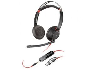 Auriculares Poly Blackwire 5220 com USB-C e Adaptador USB-C/A, Micrófono, Jack 3.5mm - USB Tipo-C/ Bulk