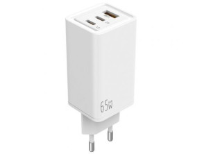 Carregador de Parede GaN Leotec LECSPH65W3W/ 2xUSB Tipo-C/ 1xUSB