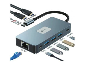 Docking USB Tipo-C Leotec LEDS02 - 3xUSB 2xHDMI 4K RJ45 Leitor Cartão SD e MicroSD