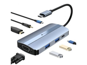 Docking USB Tipo-C Leotec LEDS04 com HDMI 4K, VGA e Audio