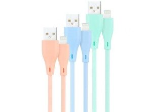 Cabos USB 2.0 Lightning Nanocable 10.10.0401-A1/ USB Macho - Lightning Macho/ 1m/ 3 Unidades - Rosa, Azul e Verde