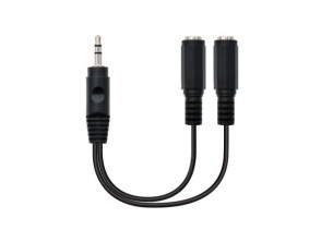 Cabo Estéreo Nanocable 10.24.1200/ Jack 3.5 Macho - 2x Jack 3.5 Hembra/ 15cm - Preto