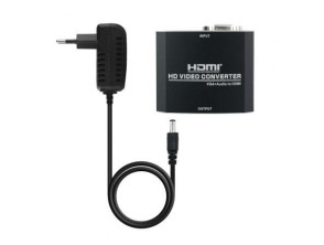 Conversor Nanocable 10.16.2101-BK/ HDMI Hembra - VGA Hembra/ Jack 3.5 Hembra/ 15cm - Preto