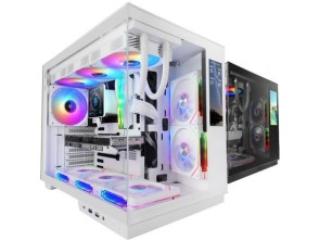 CAIXA ATX CUBE MARS GAMING MCMIRAGE BLANCO CRISTAL CONTINUO LCD GPU 400mm 1x3.5 2x2.5 - Blanca