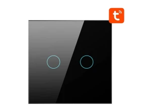 Interruptor Táctil Inteligente Avatto LZTS02 ZigBee 2 Botões Negro