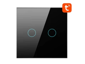 Interruptor Táctil Inteligente Avatto TS02-EU-B2 2 Botões WiFi Preto