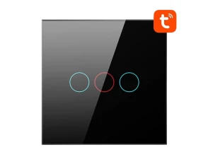 Interruptor Táctil Inteligente Avatto TS02-EU-B3 WiFi 3 Botões - Preto