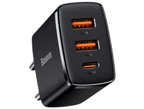 Comprar Baseus Compact Quick Charger 30W Preto Carregador de parede com 2xUSB-A e 1xUSB-C Baseus Compact Quick Charger 30W Preto Carregador de parede com 2xUSB-A e 1xUSB-C