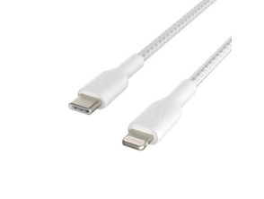 Cabo USB-C a Lightning Belkin 1m Trenzado Boost Charge Branco