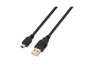 Cabo USB (A) M 2,0 a Mini USB (B) M Aisens 0,5M Negro