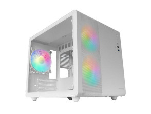 CAIXA MICROATX CUBE GAMING MARS GAMING MC400 WHITE FRONTAL MESH DISEÑO CUBE 3xVENTILADORES 120mm RGB