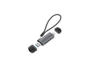 Card Reader Externo CONCENTRONIC BIAN05G USB-C e USB-A Compatível com SD, SDHC, SDXC, Micro SD
