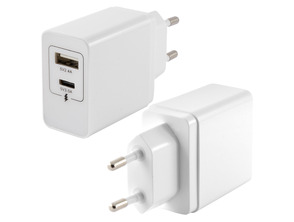 Comprar CARREGADOR DE REDE 2 USB KSIX 4A USB + USB TIPO C BRANCO CARREGADOR DE REDE 2 USB KSIX 4A USB + USB TIPO C BRANCO