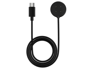 Carregador USB-C Preto para Google Pixel Watch 3, Pixel Watch 2, Fitbit Versa 4 e Versa 3 - Compatível