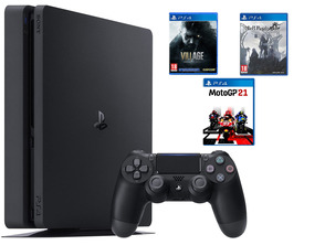 Consola PS4 Slim 1TB + R.E. Village (Lenticular) + Nier Replicante + MotoGP 21