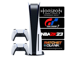 Comprar Consola PS5 + 2 Mandos + GT7 + NBA 2K23 + Ratchet + Horizonte Consola PS5 + 2 Mandos + GT7 + NBA 2K23 + Ratchet + Horizonte