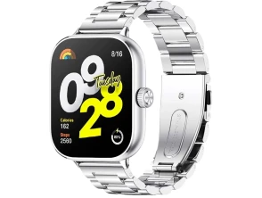 Correa Metal Eslabões Xiaomi Mi Smart Band 9 Pro / Band 8 Pro / Band 10 Pro Prata - Redmi Watch 4 / 5 / 6