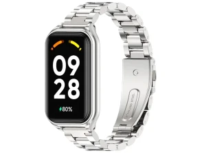 Tira Metálica Eslabões Prata para Xiaomi Mi Smart Band 8 Active / Redmi Smart Band 2