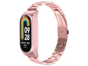 Correia Metal Eslabões para Xiaomi Mi Smart Band 9 / 8 Rosa - CROCOCASE