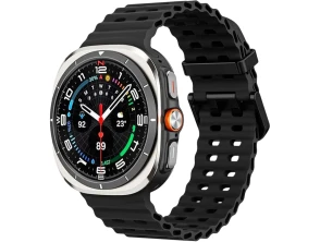 Correia de Silicona Samsung Galaxy Watch Ultra em Preto - Crococas e