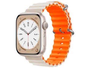 Comprar Correa Apple Watch Wave Branco Estrela Naranja 42/44/45/49mm - CROCOCASE Correa Apple Watch Wave Branco Estrela Naranja 42/44/45/49mm - CROCOCASE