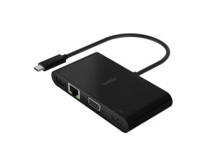 Docking USB-C Belkin com HDMI 4K, VGA, USB 3.0, RJ45, USB-C PD 100W - Cor Preto