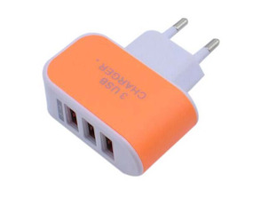 Colorful Charger with 3 USB Ports LED Light - Laranja