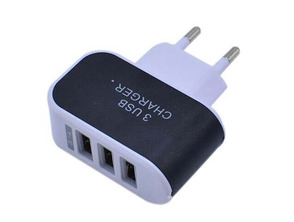 Colorful Charger with 3 USB Ports LED Light - Preto