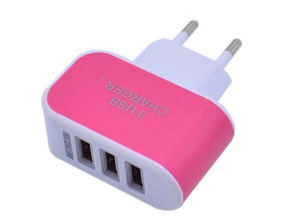 Colorful Charger with 3 USB Ports LED Light - Rosa