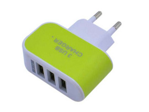 Colorful Charger with 3 USB Ports LED Light - Verde