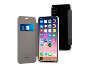 Caso Preto Folio Duplo PU Transparente iPhone X Muvit