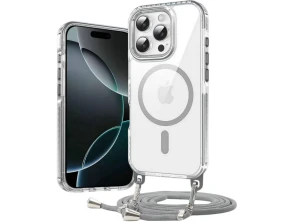 Funda Magnética com Colgante Desmontable iPhone 16 Pro Max Prata - CROCOCASE
